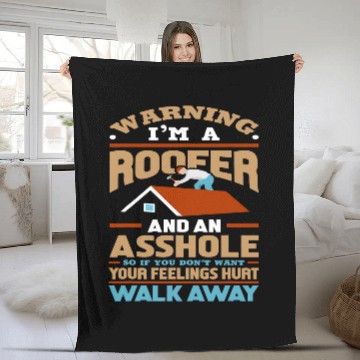 Discover Warning Im A Roofer And An Asshole Funny Roof Worker Baseball Tees Fleece Blankets