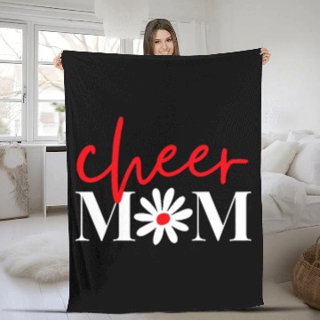 Discover Cheer Mom Red Cheerleading Floral Fleece Blankets