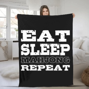 Discover Eat Sleep Mahjong Bettor Fleece Blankets