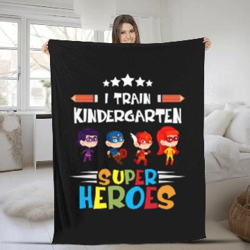 Discover I Train Kindergarten Super Heroes Teacher Team Gift Zip Fleece Blankets
