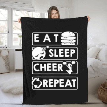 Discover Cheering Eat Sleep Cheer Repeat Baseball Tees Fleece Blankets