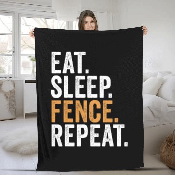Discover Eat Sleep Fence Repeat Funny Fencing Baseball Tees Fleece Blankets