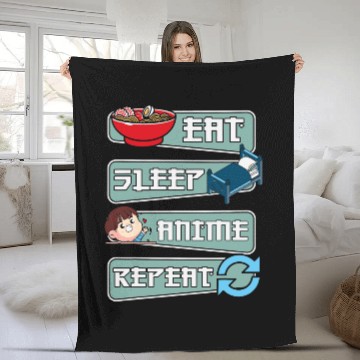 Discover Eat Sleep Anime Repeat Japanese Ramen Fleece Blankets