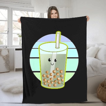 Discover Bubble Tea Cartoon Drawing Fleece Blankets