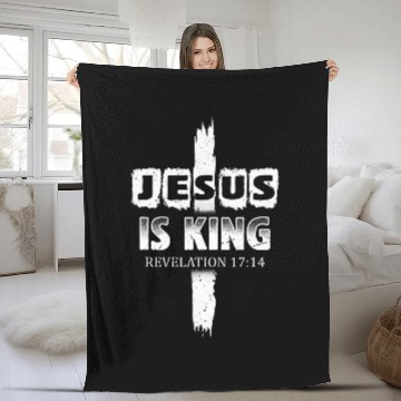 Discover Jesus Is King Bible Scripture Quote Christian Crown Fleece Blankets