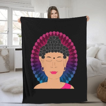 Discover Peaceful Calm Buddha Yoga Exercise Work Out Fleece Blankets