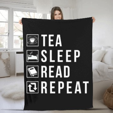 Discover Tea Sleep Read Repeat Book Lover Baseball Tees Fleece Blankets