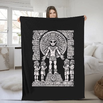 Discover Aztec Messiah Chosen One Sacrifice Alien Art Fleece Blankets