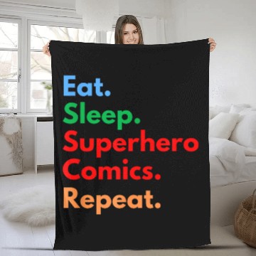 Discover Eat Sleep Superhero Comics Repeat for Comic Book Lovers Baseball Tees Fleece Blankets