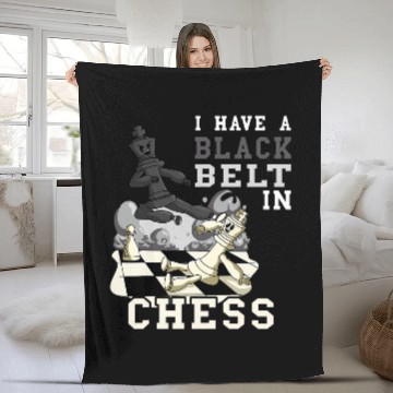 Discover Chess Black Belt Player Chess Game Board Game Chess Club Fleece Blankets