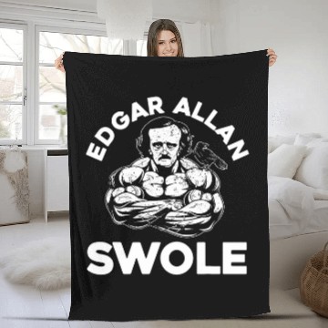 Discover Edgar Allan Poe Swole Funny Weightlifting Gym Fleece Blankets