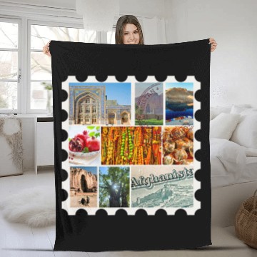 Discover Afghanistan Stamp Collage Baseball Tees Fleece Blankets