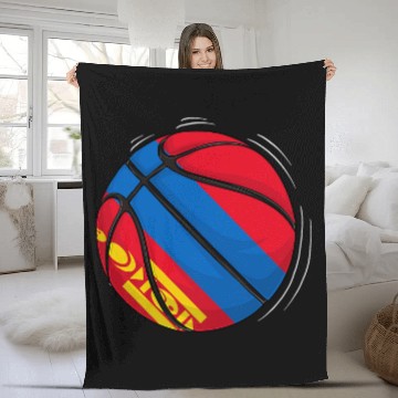 Discover Basketball Ball With The Flag Of Mongolia Zip Fleece Blankets