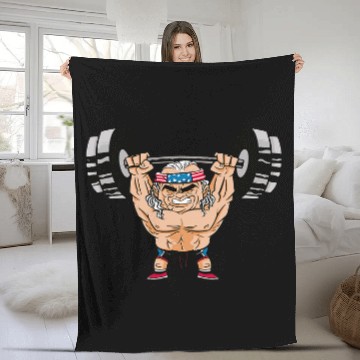 Discover Bench Press Gift GYM Muscle Benjamin Franklin Bodybuilding Fleece Blankets