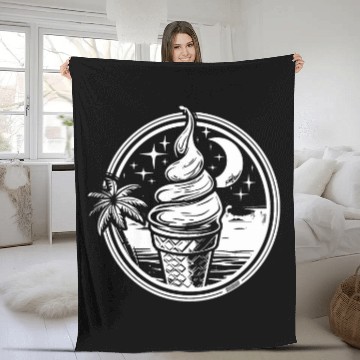Discover Ice Cream Drawing Gelato Sherbet Fleece Blankets