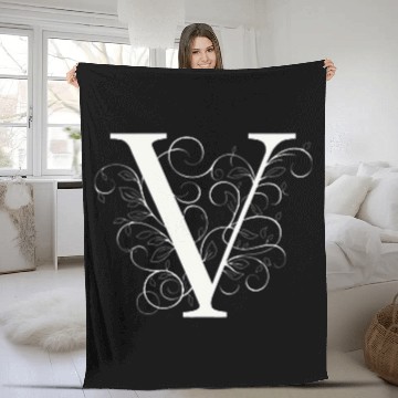 Discover Elegant Flourished V Classic Monogram Design Fleece Blankets