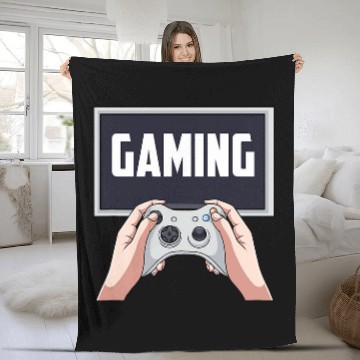 Discover Gaming Drawing of Monitor and Video Game Controller Fleece Blankets