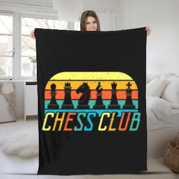 Discover Chess Club Retro vintagess Style Chessmen Chess Game Lover Baseball Tees Fleece Blankets