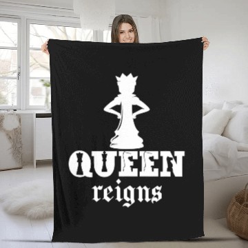 Discover Queen Reigns Chess Lover Piece Chess Club Master Zip Fleece Blankets