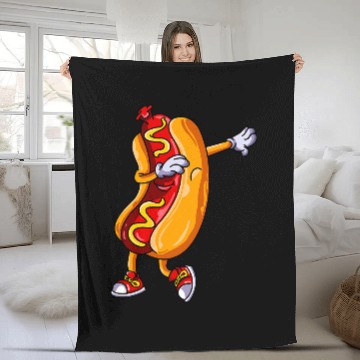 Discover Dabbingss Hot Dog Drawing Funny Hot Dog Lover Fleece Blankets