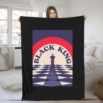 Discover vintagess Retro Flat Design Black King Chess On Checkerboard Fleece Blankets