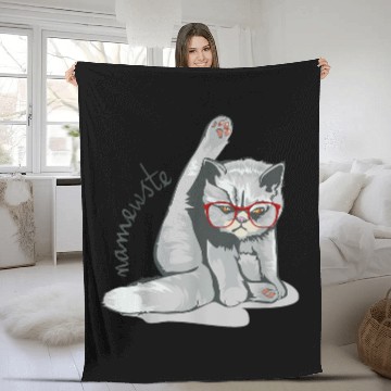 Discover Cute Yoga Cat for Cat Lovers and Yoga Fleece Blankets