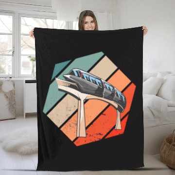Discover Monorail Hexa Retro vintagess Monorail Train Railway Lover Fleece Blankets