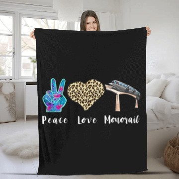 Discover Monorail Love Peace Leopard Forest Vehicle Railway Lover Fleece Blankets