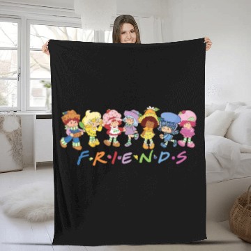 Discover Strawberry cartoon and friends Fleece Blankets, 80s cartoon Fleece Blankets, Retro 80s Fleece Blankets, Vintage nostalgia Fleece Blankets, y2k cartoon Fleece Blankets