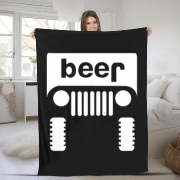 Discover jeep beer Fleece Blankets