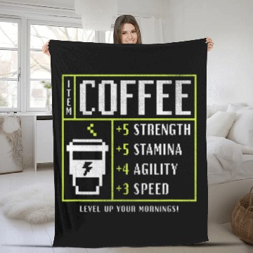 Discover Coffee Level Up Your Mornings Fleece Blankets