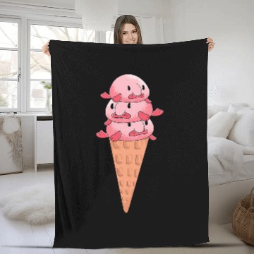 Discover Funny Blowfish in ice cream waffle Blobfish Baseball Tees Fleece Blankets