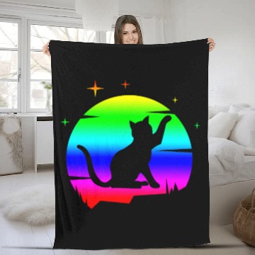 Discover Cat Black Moon Pet Meow Kitty Baseball Tees Fleece Blankets