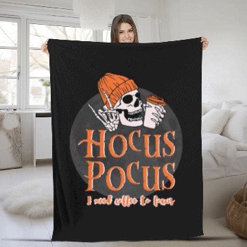 Discover Halloween Skull Coffee Hocus Pocus I Need Coffee to Focus Fleece Blankets