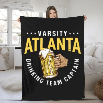 Discover Atlanta Drinking Team Captain Funny Beer Lover Humor Drinker Fleece Blankets