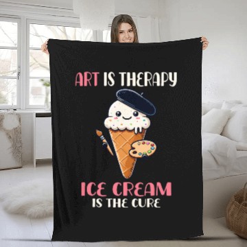 Discover Art Is Therapy Ice Cream Is The Cure Painter Artist Baseball Tees Fleece Blankets