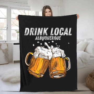 Discover Drink Local Albuquerque New Mexico State Funny Beer Drinker Fleece Blankets