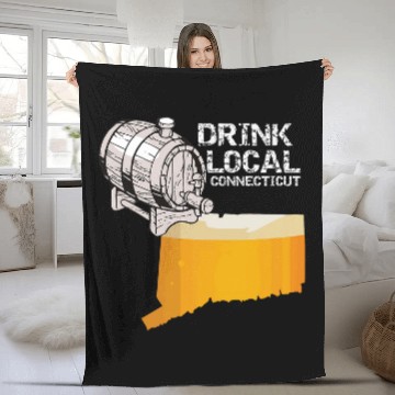 Discover Drink Local Craft Beer Connecticut Cask Fleece Blankets