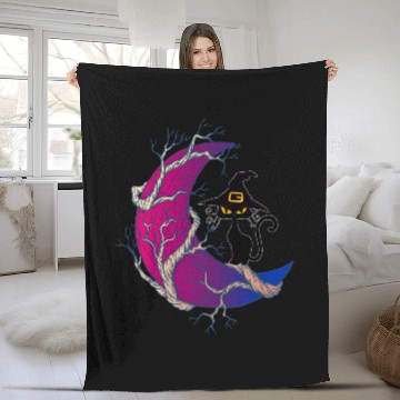 Discover Funny black cats Witch Moon Bisexuality Flag Bisexual Pride Fleece Blankets