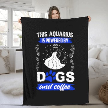 Discover Aquarius Dog Lover Coffee Lover Horoscope Zodiac Sign Fleece Blankets