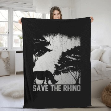 Discover Retro Safari African Save The Rhino Fleece Blankets