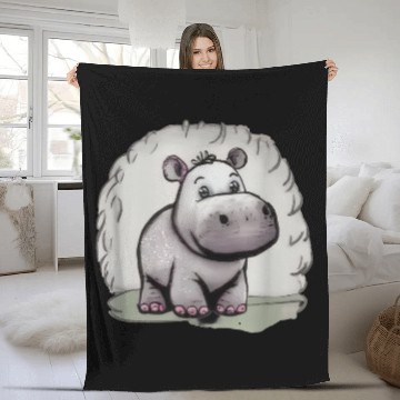 Discover Cute hippo Fleece Blankets