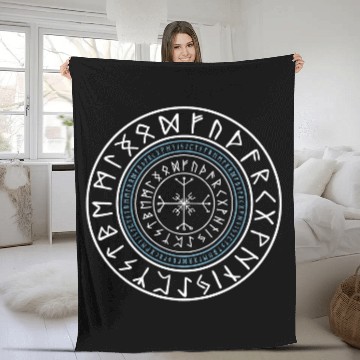 Discover Viking Runes Circle Fleece Blankets