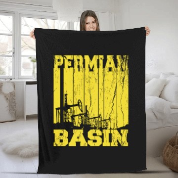 Discover Permian Basin Oilfield Rigger Driller Distressed Fleece Blankets