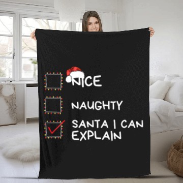 Discover Nice Naughty Santa I Can Explain Christmas List Fleece Blankets