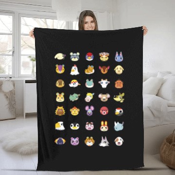 Discover Animal Crossing New Horizons Group Shot Character Faces Fleece Blankets