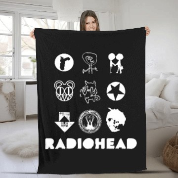 Discover Radiohead White Icon Baseball Tees Fleece Blankets