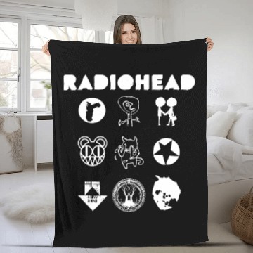 Discover Radiohead White All Icon Fleece Blankets