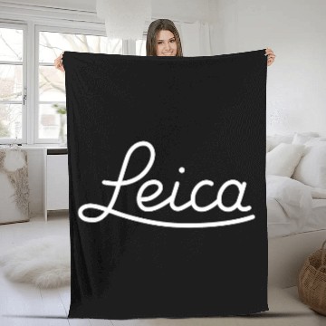 Discover Leica Script Logo (White) Fleece Blankets
