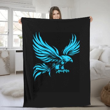 Discover "Blue Tribal Eagle Art Design" Fleece Blankets